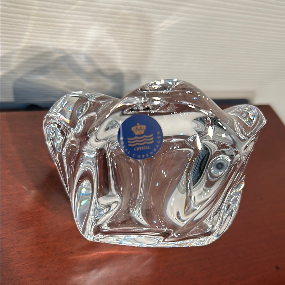 Royal Copenhagen Crystal Glass Candle Holder Size 3 1/2” X 2 1/2” x 2”